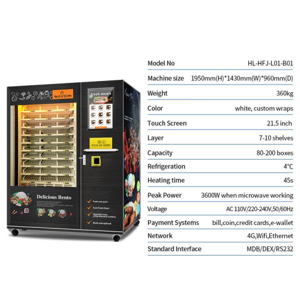 Ready To Eat Food Meals Vending Machine Hot Food Vending Machine For Ready Meals With Heating Function