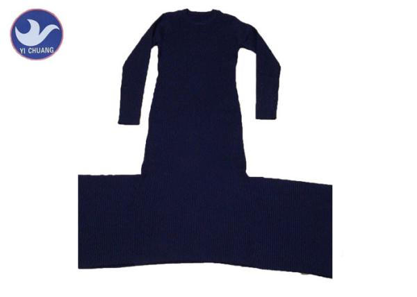 Full Rib Women Knitted Dress Stylish 2 Side Panel Set In Crew Neck Long Sleeves