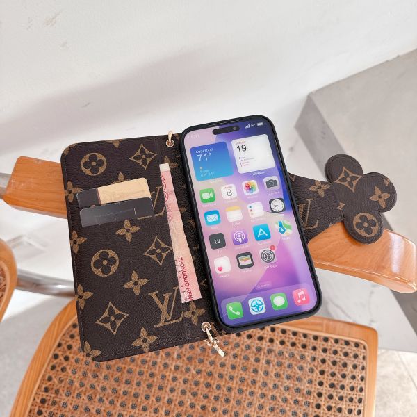 LV Left and Right Card Slot Leather Case for iPhone 17 Pro Max