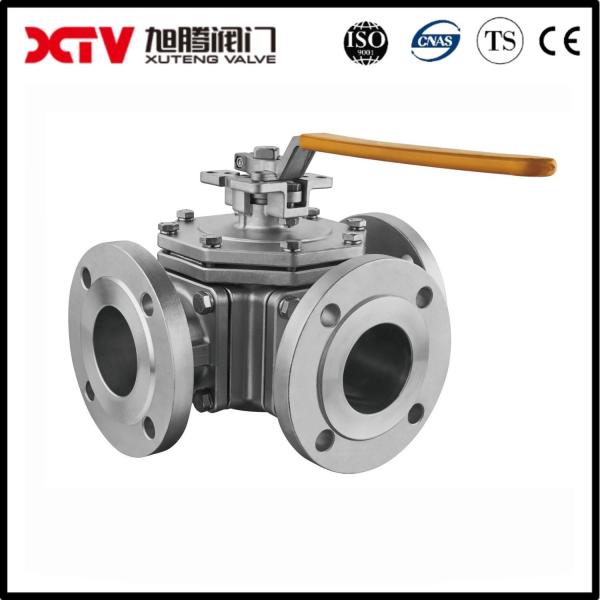 Q44F/Q45F-16C/P 304 316 válvula de esferas de aço inoxidável de flange de três vias para uso doméstico