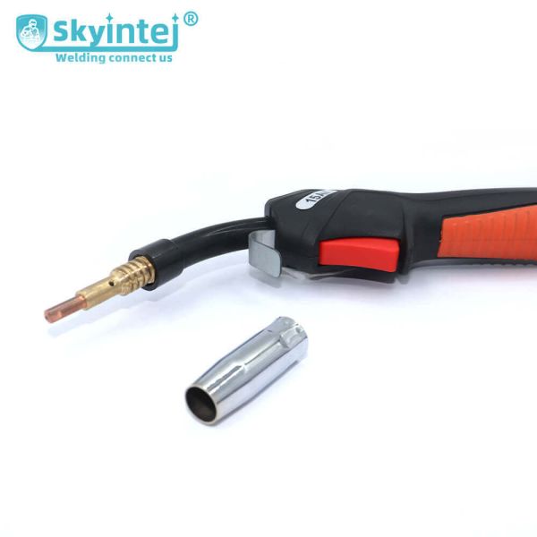 Skyintej 15AK MIG Welding Torch Orange Handle Flexible Swan Neck 500A DC 0.8mm Wire Diameter Air-Cooled