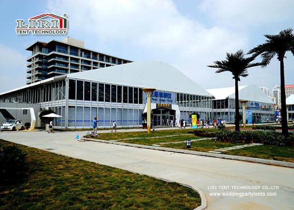 40M Arched Roof Outdoor Exhibition Tents With 8M Side Height And Glass Wall For Asia Show
