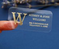 Pegatinas transparentes personalizadas, impresión autoadhesiva, etiqueta de lámina de oro transparente, vinilo
