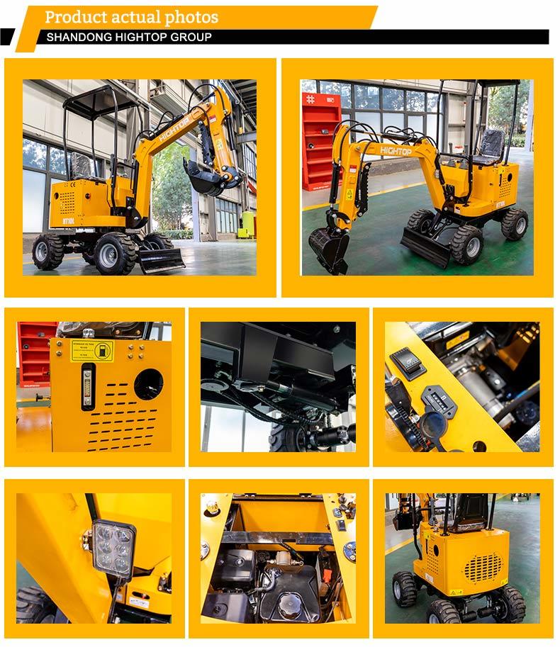 HT10L Wheeled Mini Excavator with 10KW Rated Power