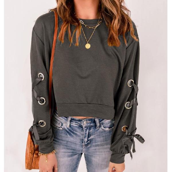 Фуфайка падения изготовленных на заказ женщин Китая фабрики одежды со шнурком - вверх по свободным длинным Hoodies Sleee