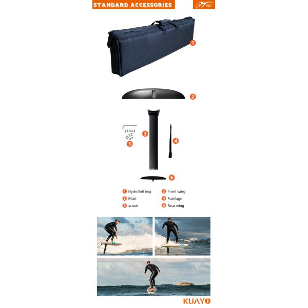 GY930 1179sqcm Hydrofoil Aluminum Carbon Fiber Kite Foil Complete Hydrofoil Set Wingfoil