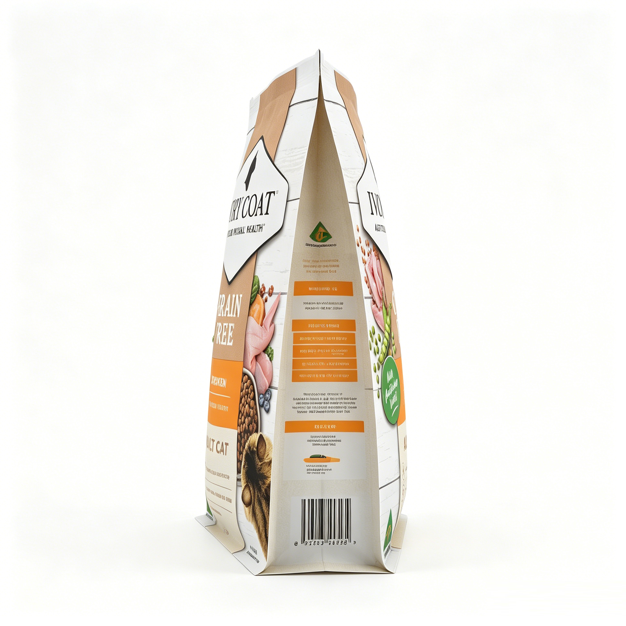 Recyclable Heavy-Duty Side Seal Pet Food Bag | Slider Zipper Flat Bottom Pouch For 4kg Grain-Free Adult Cat Dry Kibble Eco-Friendly Packaging