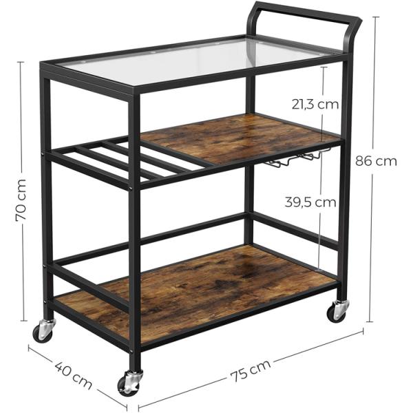 Textured Wooden Rotating Modern Kitchen Cart Trolley ODM Industrial Style