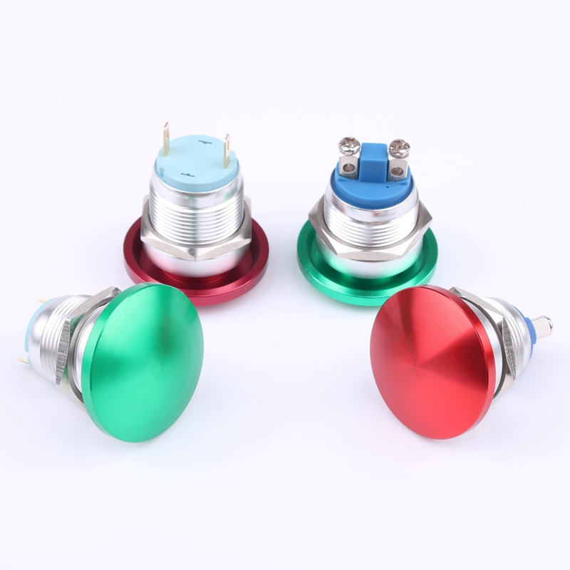 19mm Stainless Steel Electronic Momentary Switch Explosion Proof Mushroom Head Oxidation IP65 Level 250V Max Voltage 1NO 4A