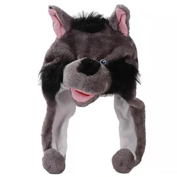 Suportes da mantilha do desempenho do jardim de infância de Gray Wolf Cartoon Animal Plush Hat