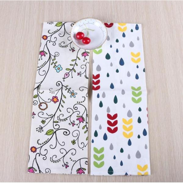 Printing Style Rectangle Cotton Kitchen Towels With 30% Linen Cloth Material