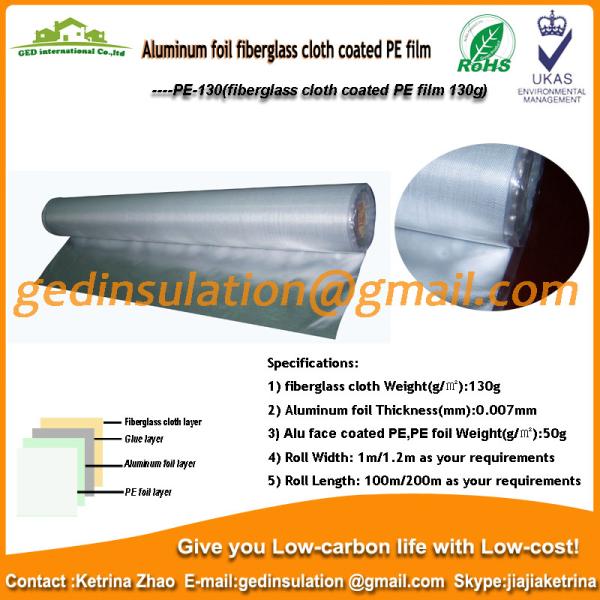 Aluminum foil fiberglass cloth coated PE film for rock wool