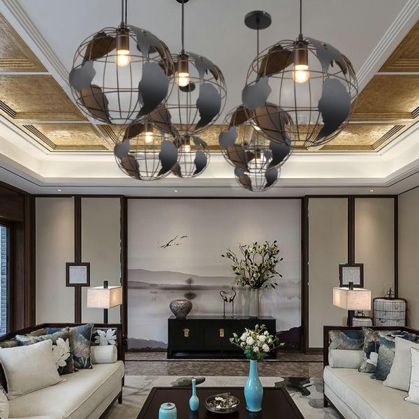 Luz pendiente de la jaula moderna de la tierra del globo/bronce contemporáneo de la lámpara pendiente acabado