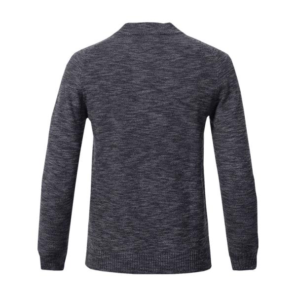 Custom Thick Knit Men's Cardigan Wool Sweater With Round Collar Full Sleeves