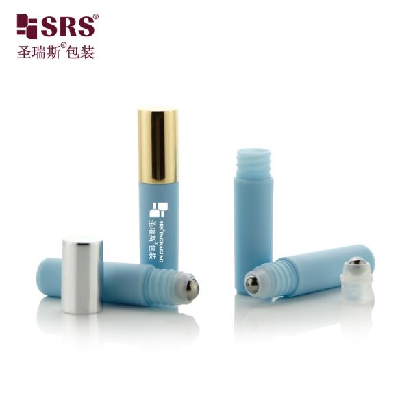 RPA-5ML Blue Empty Plastic Roller Bottle With Silver Top Metal Roller Ball