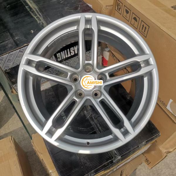 5 Double Spoke ET21 21 Inch 5x112 Wheels , Titanium Grey Rims For Porsche