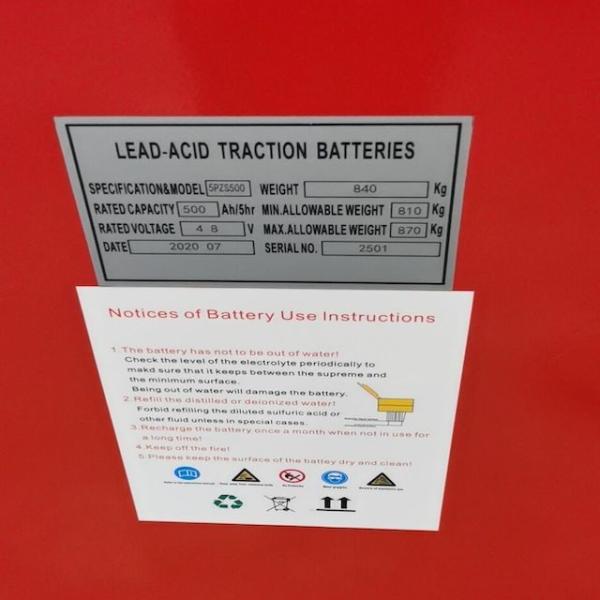 500AH Forklift Traction Battery Screw Connection 48v 5PzS500
