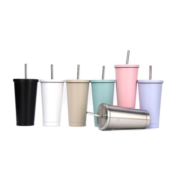 Portable 500ml 750ml Personalized Stainless Steel Tumbler With Straw Double Wall Insulated Drinking Tumblers Multi Purpose Easy To Clean Maintain