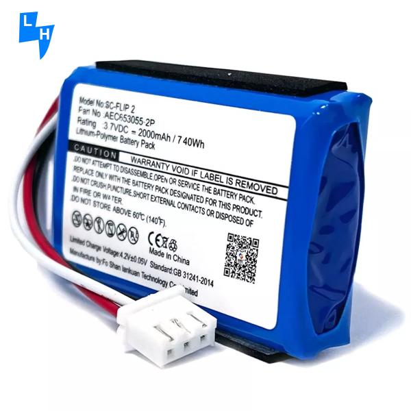 2000mAh bateria de alto-falante recarregável para JBL-Flip 2 2013 3.7V AEC653055-2P