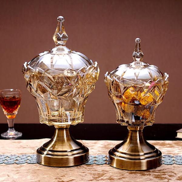 Luxury Decorative Handmade Bronze Glass Fruit Bowl