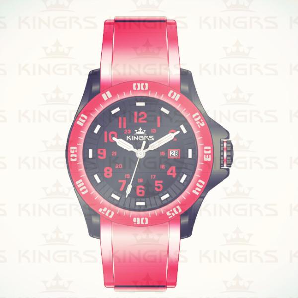 Yellow Silicone Rubber Wristband Watch Men Stainless Steel Analog Dial