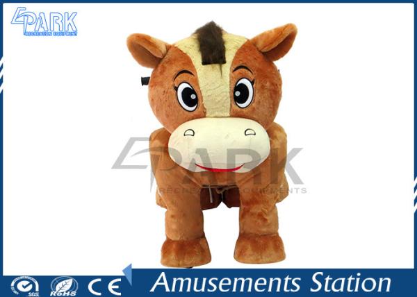 Lovely Plush Mechanical Riding Horse 200 Pounds Support Music Play