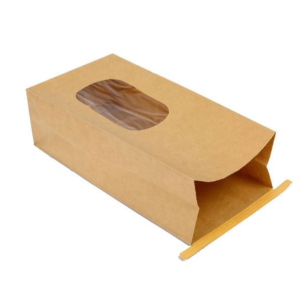 Customized Thickness Biodegradable Kraft Paper Zipper Tape Bags Oil Proof Self Sealing Window Opening Bread Fruit Snack Packaging