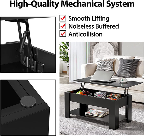 Multifunctional Lift Top Luxury Coffee Table Square Tea Center Table