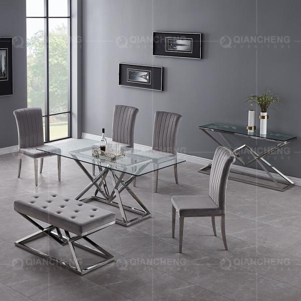 Tabela de console francesa de aço inoxidável clara do estilo da tabela de console do vidro 151x40x75.5cm
