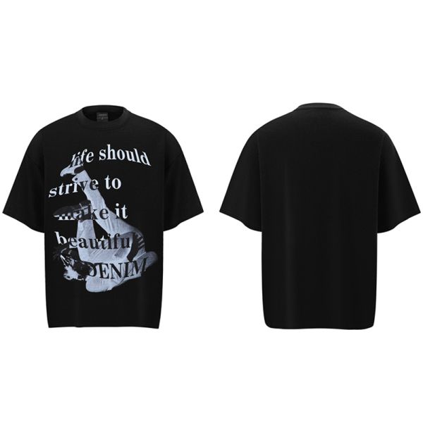 Men's Hip Hop Style Skateboard T-Shirt Fashion Oversized Solid Pattern 100% 230g Heavy Cotton Breathable Eco-friendly Digital