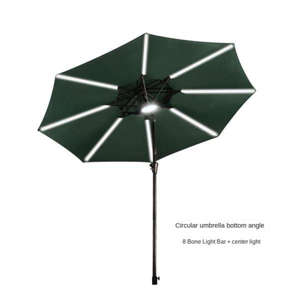 Resort Sunshade Umbrella White LED Light Centre Pole Circular Rotatable Parasol