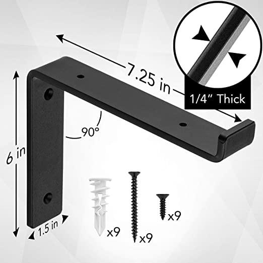 DIY Floating Shelf Black 12 inch J Shelf Bracket with Lip Hook Process Deep Drawing