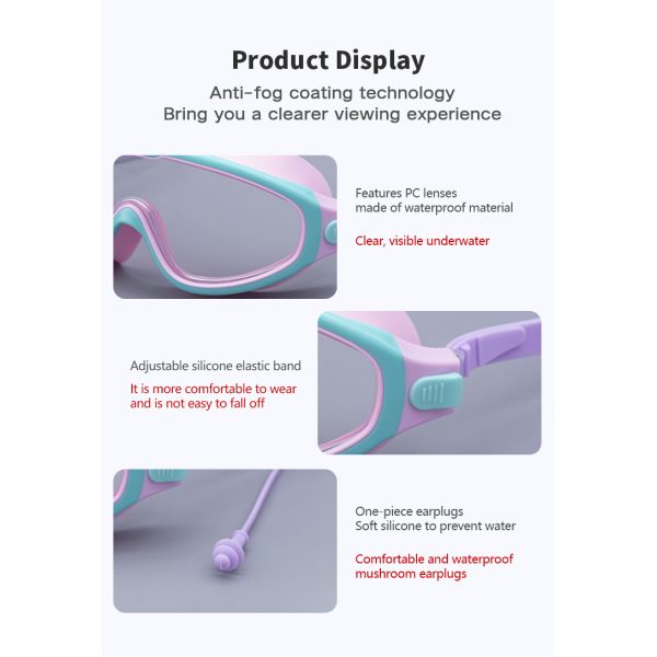 Eye Protection Unisex Children Swimming Goggles With Colorful Design Ages 4-16