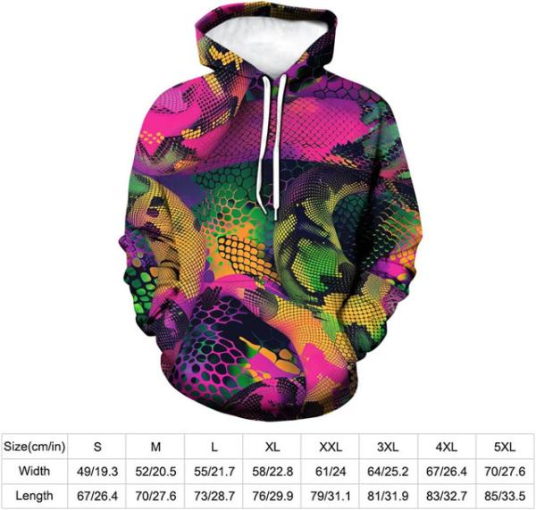 Color Rainbow Printed Hoodie Tie Dye Sweatshirt Fashion Graphic Pullover For Men Women