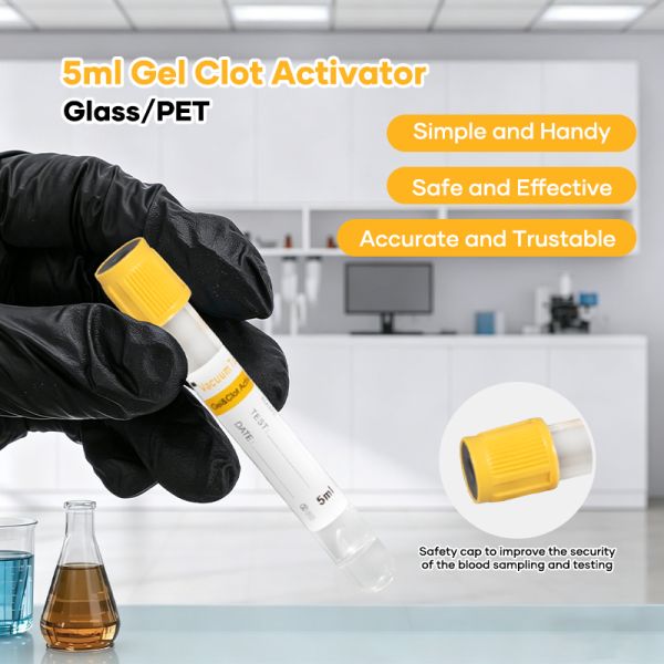 Yellow Cap Gel And Clot Activator Tube 13x75mm 13x100mm For Clinical Biochemistry
