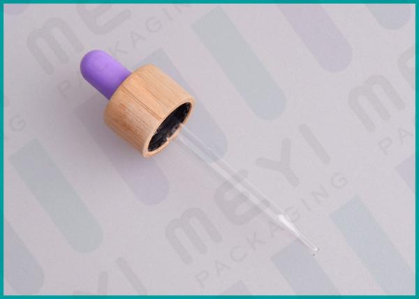 18/410 Glass Dropper Bottles Wood Bamboo Dropper With Purple Bulb