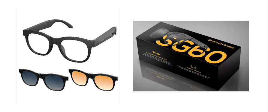 AI Smart Audio Glasses with Real-Time Translation & Intercom, Dual Silicon Mics, Magnetic Charging, 80mAh*2 Battery