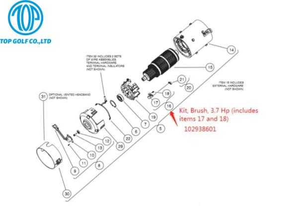 1029386-01 / O grupo de escova 3.7HP de 102938601 motores coube para o carro L6 e 18 do clube