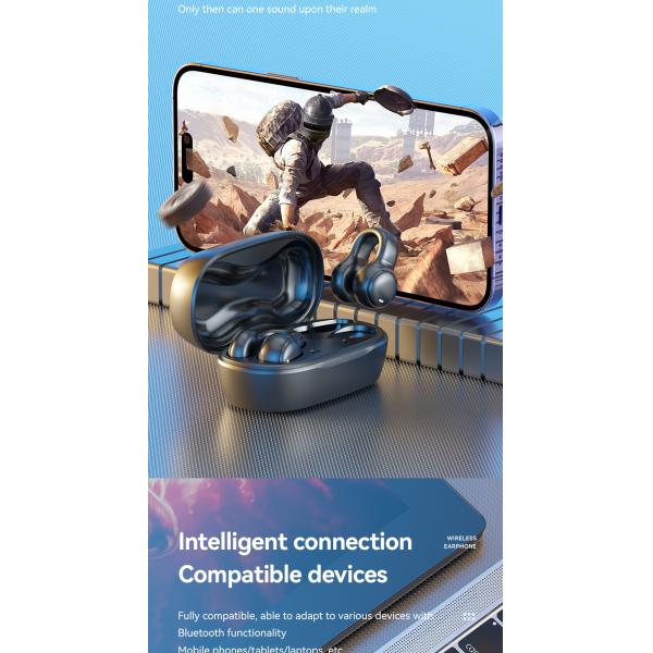 HiFi Stereo Bone Conduction True Wireless Earphone with 20cm Charging Cable and Mic