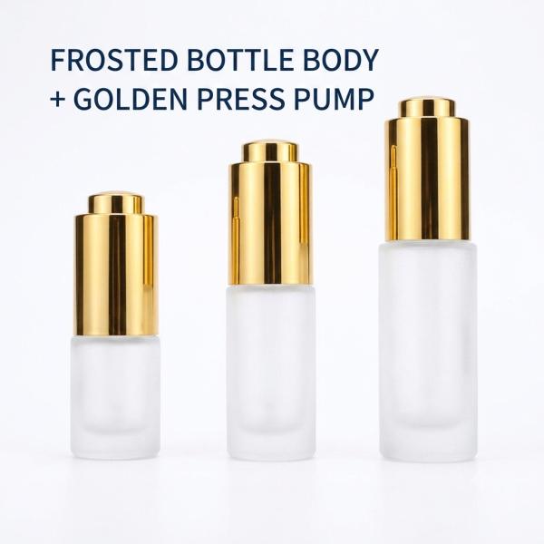 Luxury Push-Button Dropper Glass Bottle 5ml 10ml 15ml for Essential Oils & Cosmetic Serums