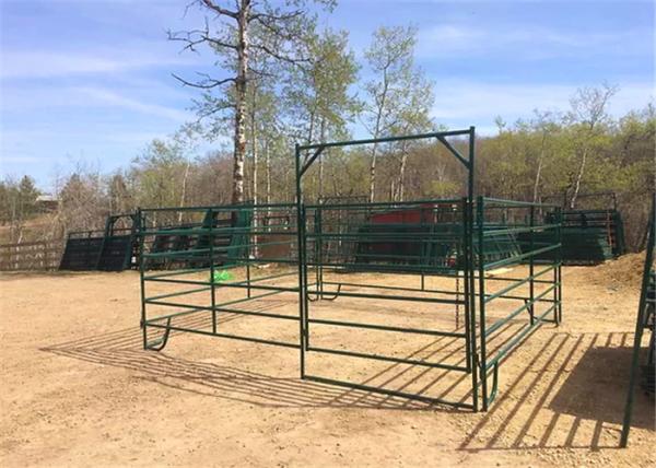 Green Coated Lightweight Horse Corral Panels 5 3'' Tall By 7 Long Round Pipe