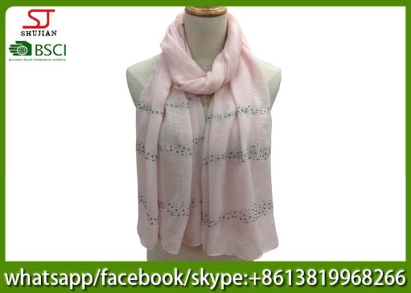 China supplier stripe silver shawl gilding spring summer pink scarf  70*180cm 20%Cotton 80%Polyester keep warm