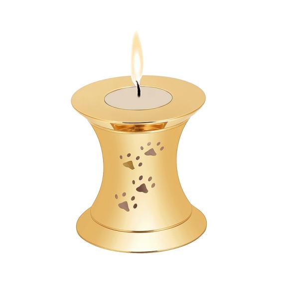 Pet Ashes Memorial Candle Keepsake Casket Urn with Dog Paw Print and Locket Decoration