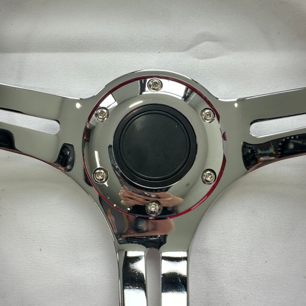 DELUXON 350mm Universal Racing Steering Wheels 3 Spoke Black Red Purple ABS Chrome