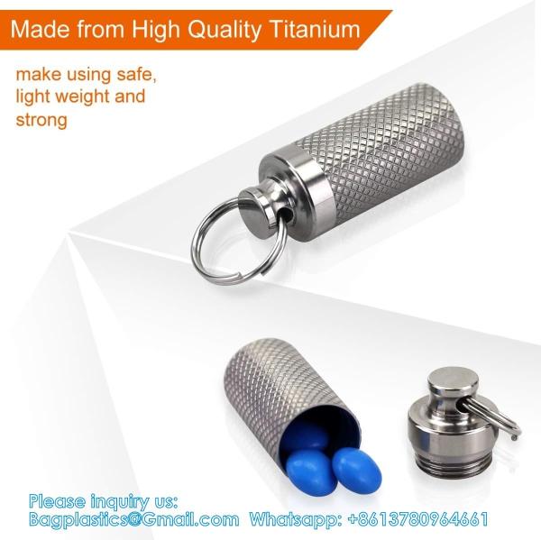 Keychain Pill Holder (5 Pack), Aluminum Waterproof Portable Small Travel Medicine Bottle Case Box Container For Purse