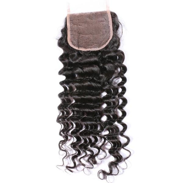 Raw Human Indian Hair Deep Wave Closure Full Density For Top Head