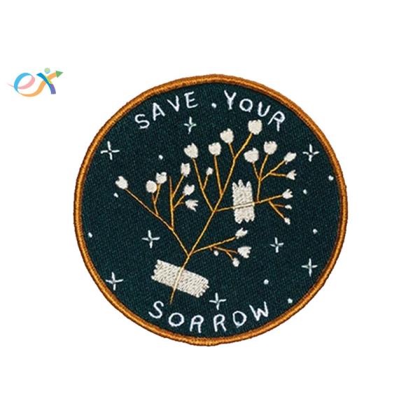 Merrow Edge Iron On Embroidered Patches Customize Design Logo 100% Polyester