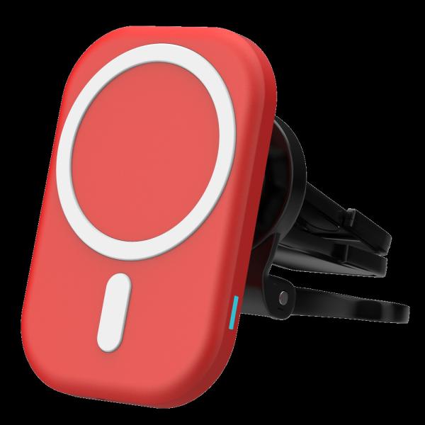 15W Magnetic Wireless Car Charger Air Vent Mounting with ABS Silicone Gel Material