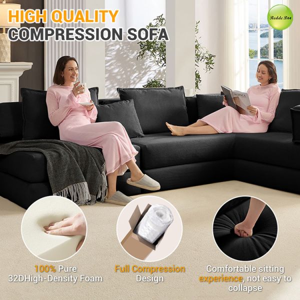 Multifunction Space-Optimized Striped Fabric Compressed Sofa Bed For Living Room Free Combination Furniture