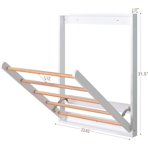 Multifunctional Foldable Wooden Clothing Dryer Racks Wall Mounted Clothes Drying Rack